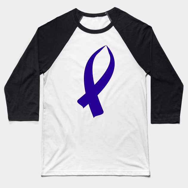 Awareness Ribbon (Dark Blue) Baseball T-Shirt by BlakCircleGirl